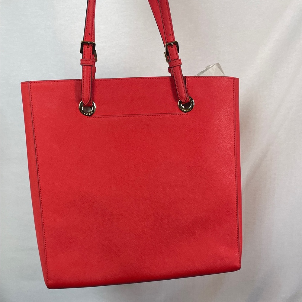 Michael Kors Vibrant cherry Red Tote gold hardware large purse - Picture 6 of 17